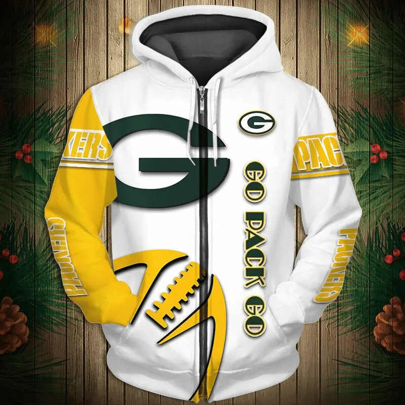 Green Bay Packers New 3D Graphic All Over Print Hoodie Zip Up Hoodie