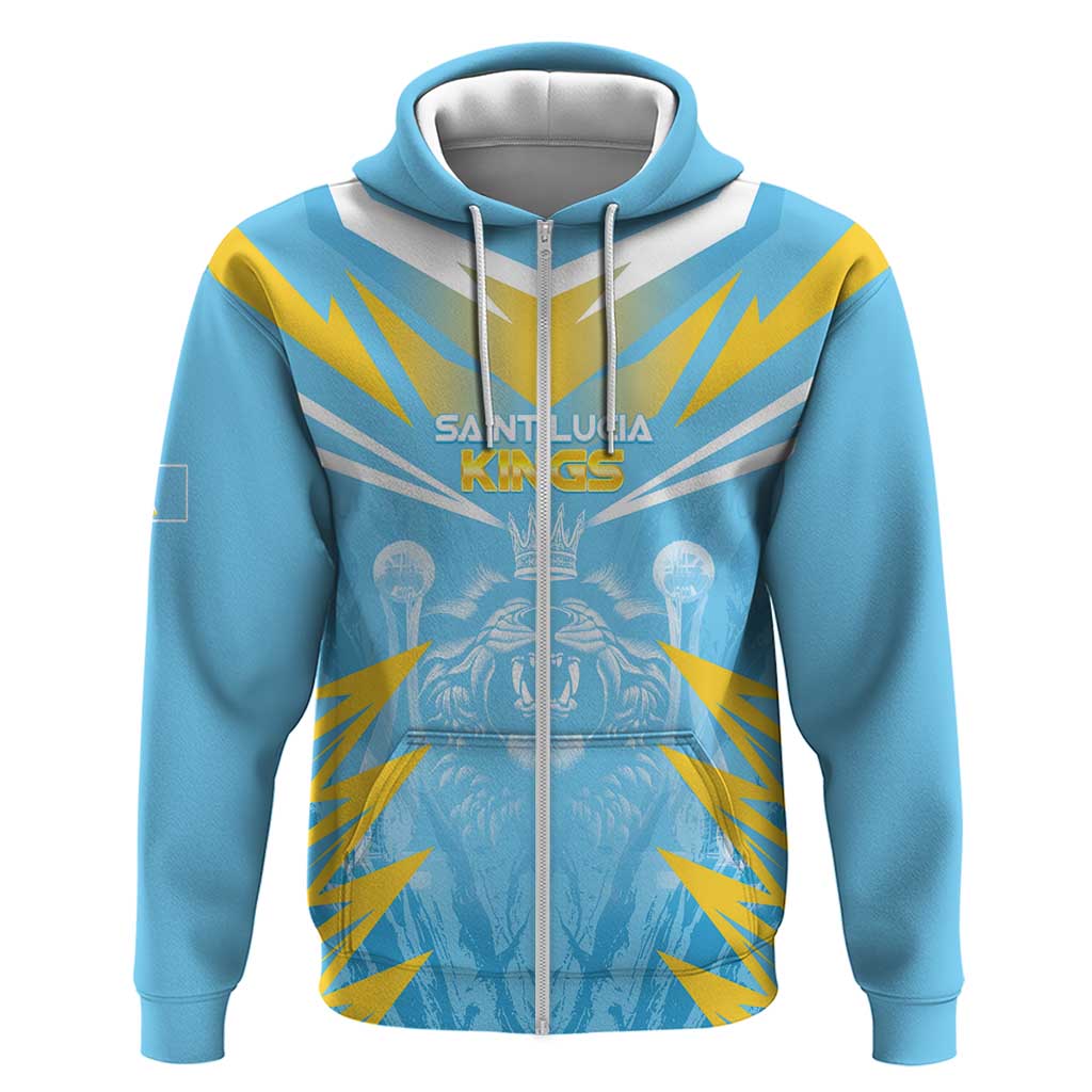 Custom Kings Saint Lucia Cricket Zip Hoodie Rise To Victory