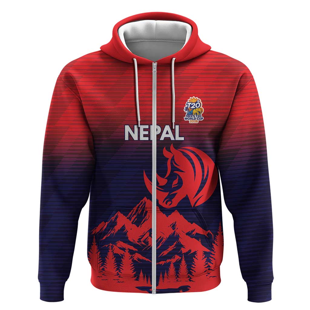 Custom Cricket Nepal East Asia-Pacific Zip Hoodie Nepal Rhinos Twenty20