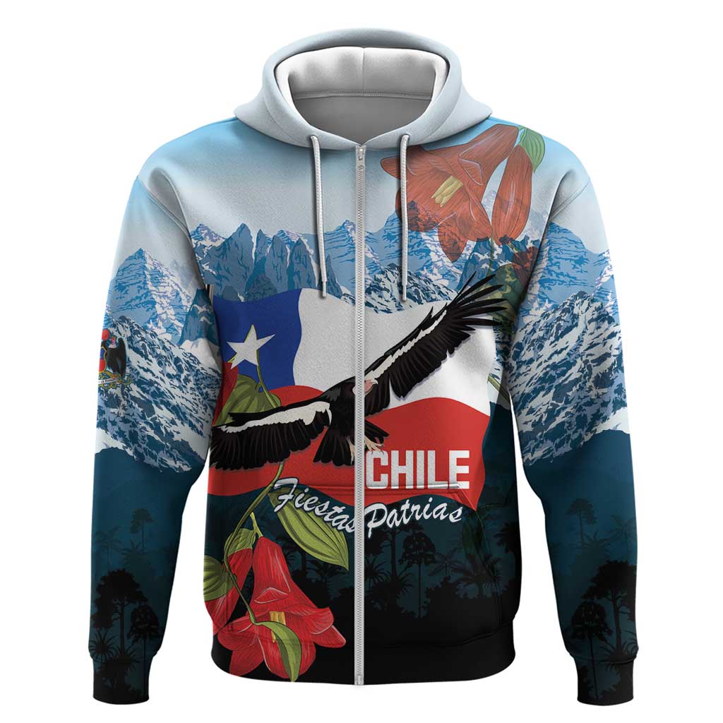 Chile Fiestas Patrias Zip Hoodie Andean Condor Andes Mountains
