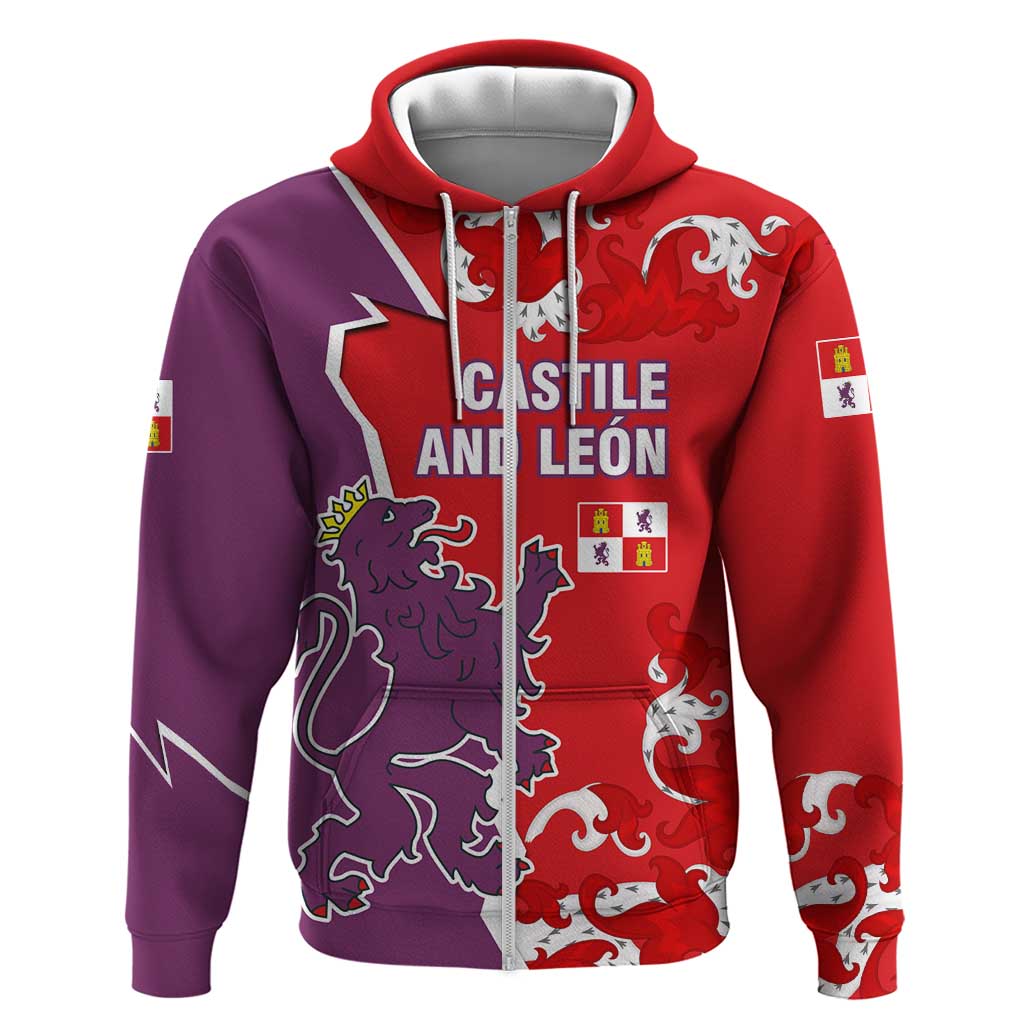 Castile And Leon Flag Zip Hoodie Autonomous Community Of Spain