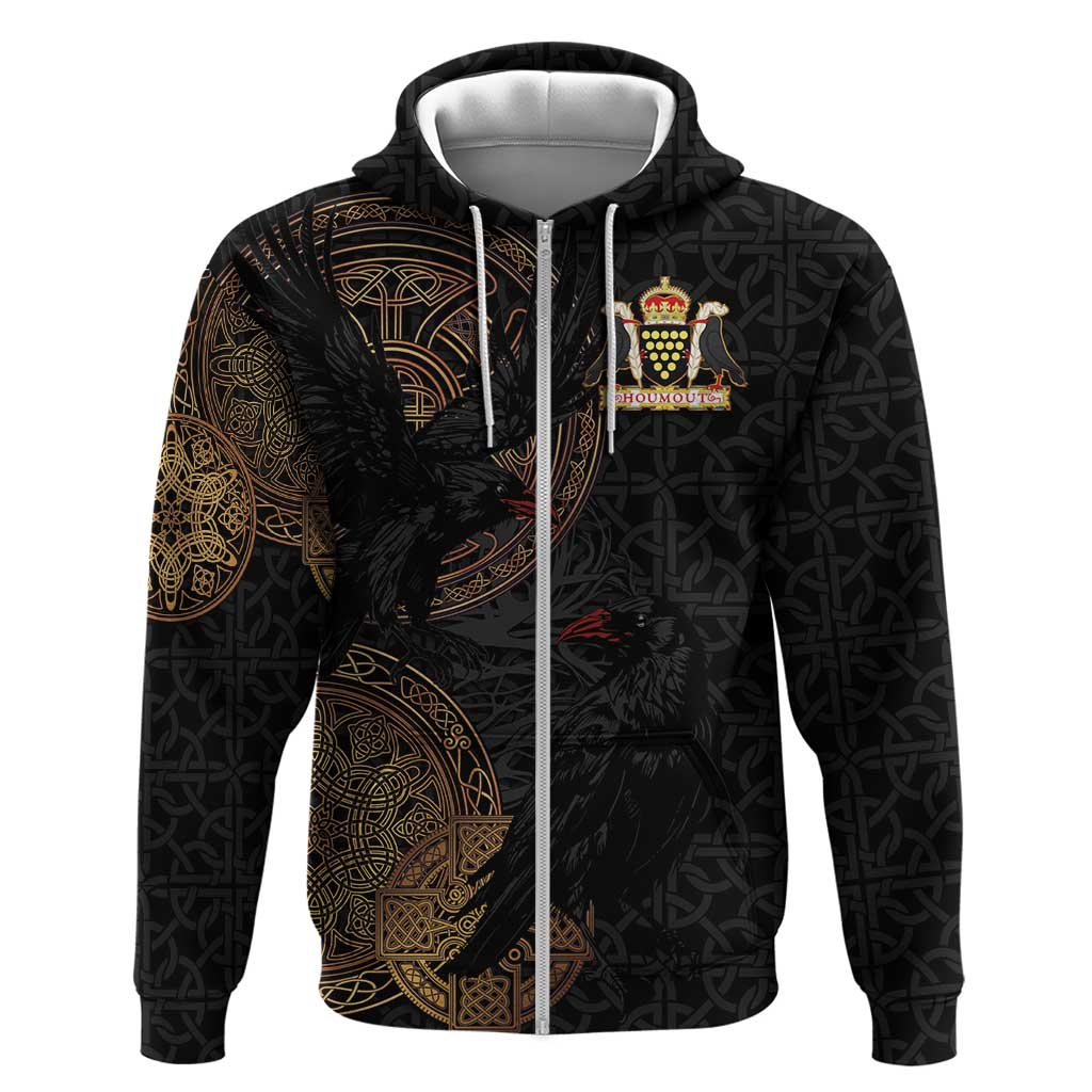 Cornwall Celtic-Chough And Knot Zip Hoodie