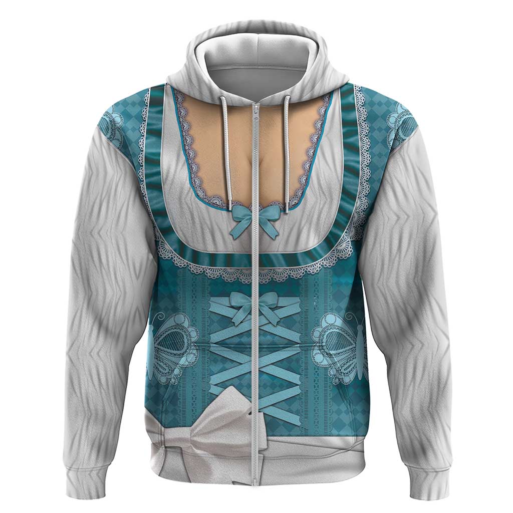 Oktoberfest Zip Hoodie Dirndl Retro Style
