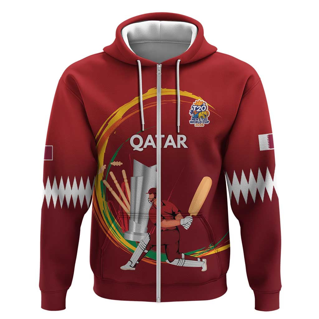 Custom Cricket Qatar East Asia-Pacific Zip Hoodie Qatar Boundary To Victory