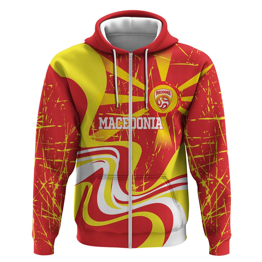 Macedonia Football Custom Zip Hoodie Go Risovi Grunge Style