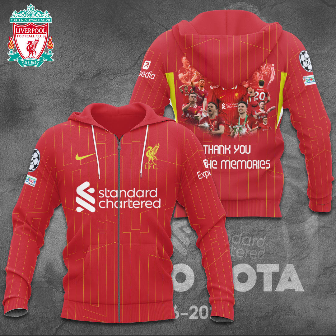 Lfc X Diogo Jota 3D Zip Hoodie Thank You For The Memoriese Clothing Fan Men Gifts