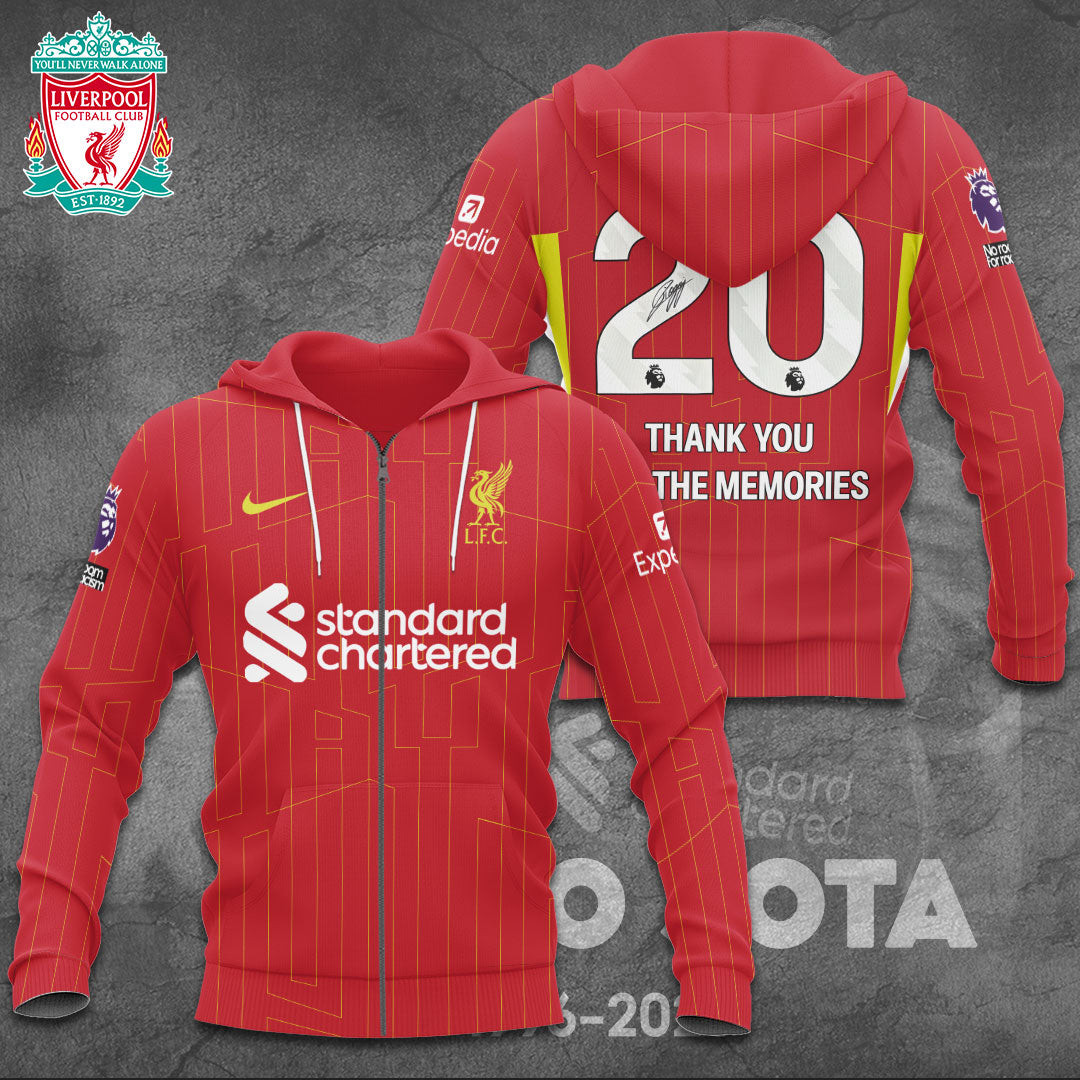 Lfc X Diogo Jota Zip Hoodie Thank You For The Memories Hoodie Fan Apparel