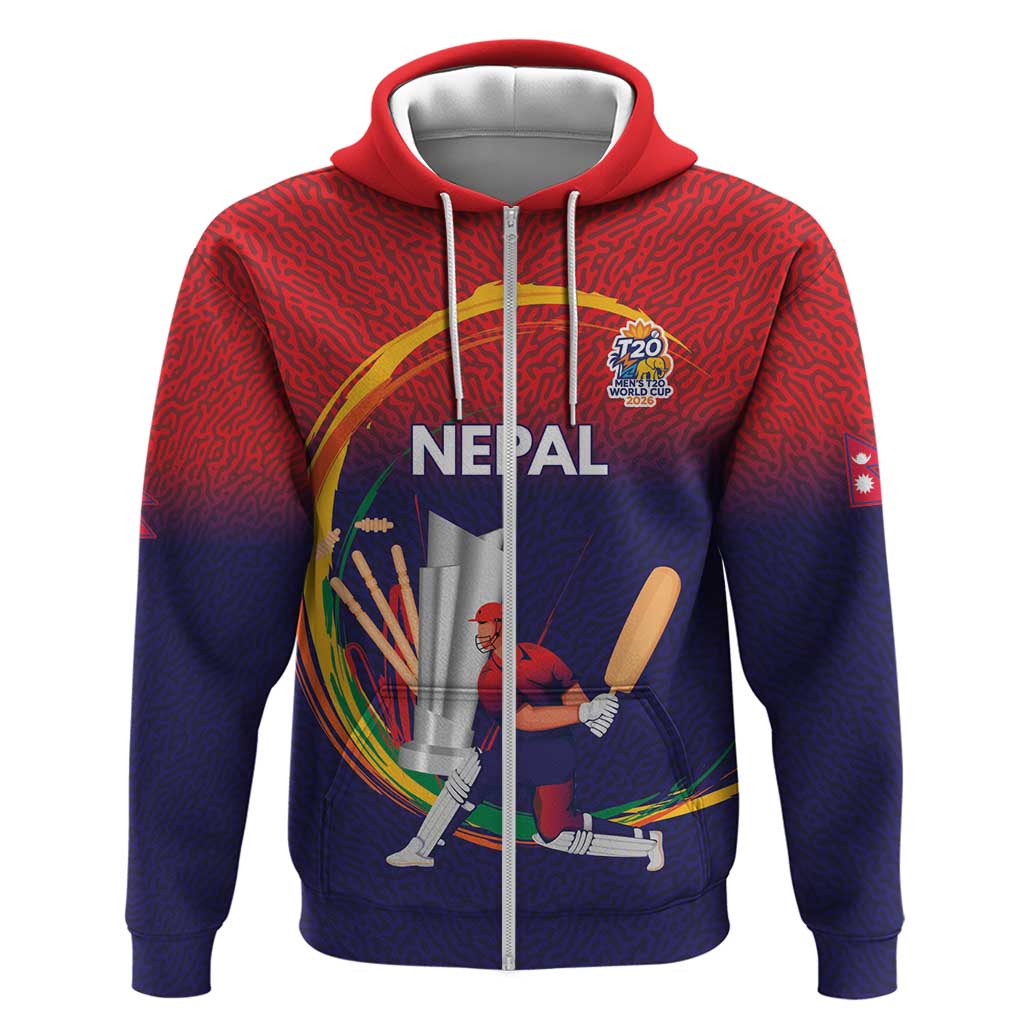 Custom Cricket Nepal East Asia-Pacific Zip Hoodie Nepal Cricket Crown Quest