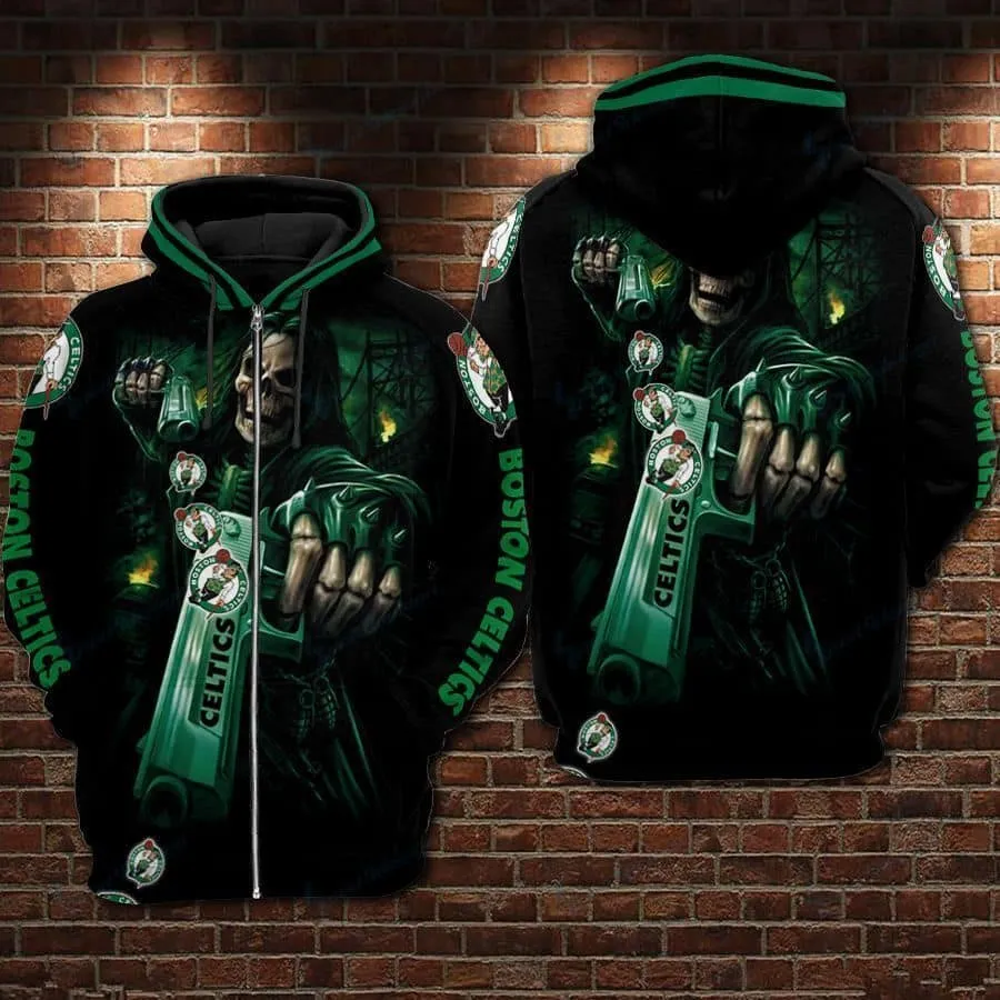 Boston Celtics Limited All Over Print Hoodie Zip Up Hoodie