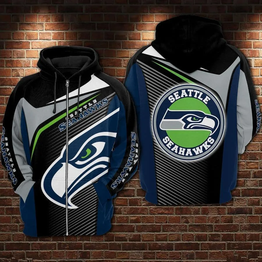 Seattle Seahawks All Over Print Hoodie Zip Up Hoodie