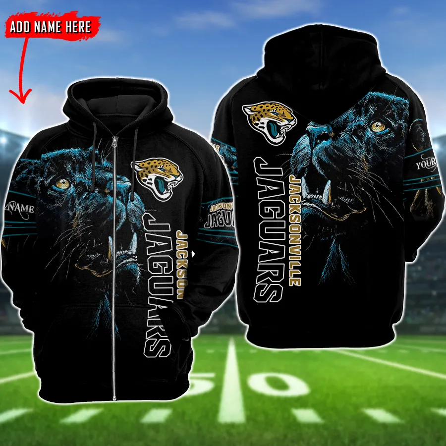 Jacksonville Jaguars Personalized All Over Print Hoodie Zip Up Hoodie