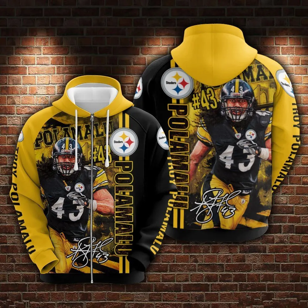 Troy Polamalu Pittsburgh Steelers Limited All Over Print Hoodie Zip Up Hoodie
