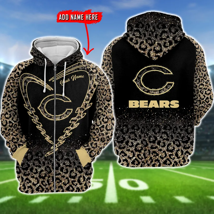 Chicago Bears Personalized All Over Print Hoodie Full Zipper Hoodie For Sport Fan