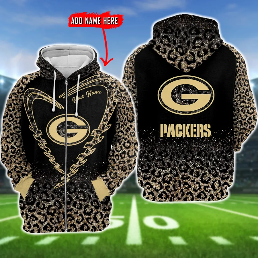 Green Bay Packers Personalized All Over Print Hoodie Zip Up Hoodie