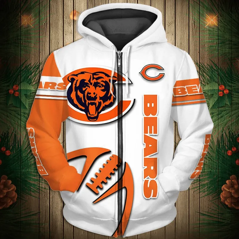 Chicago Bears New 3D Graphic All Over Print Hoodie Zip Up Hoodie