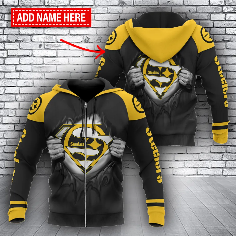 Pittsburgh Steelers Personalized All Over Print Hoodie Zipper Hoodie For Sport Fans