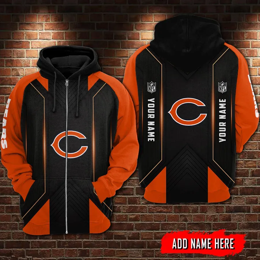 Chicago Bears Personalized All Over Print Hoodie Zip Up Hoodie