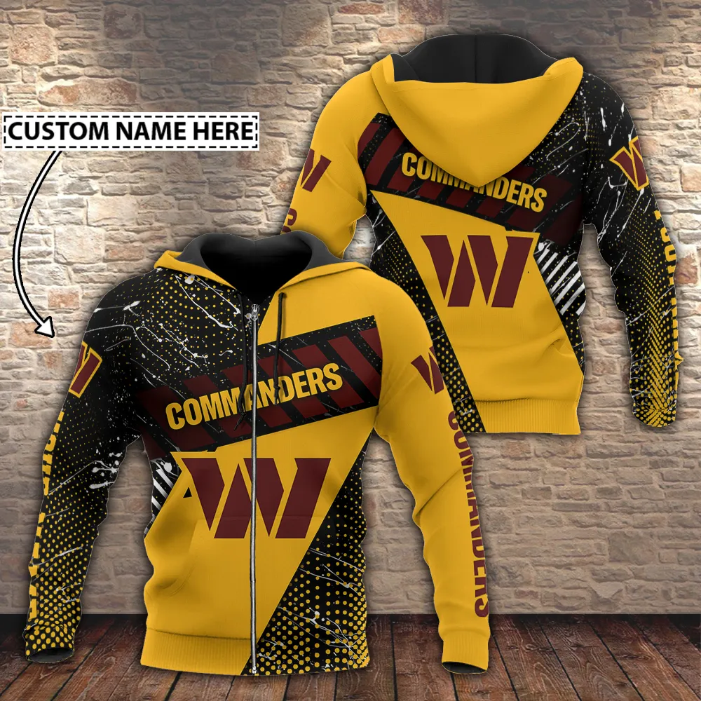 Washington Commanders Personalized All Over Print Hoodie Full Zipper Hoodie For Sport Fan