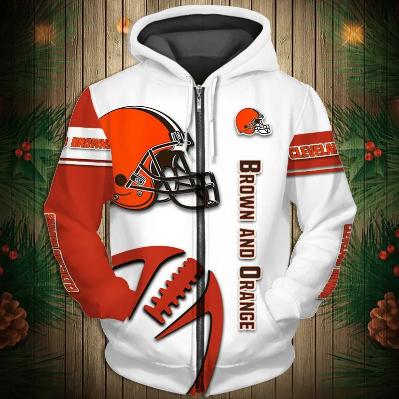 Cleveland Browns New 3D Graphic All Over Print Hoodie Zip Up Hoodie