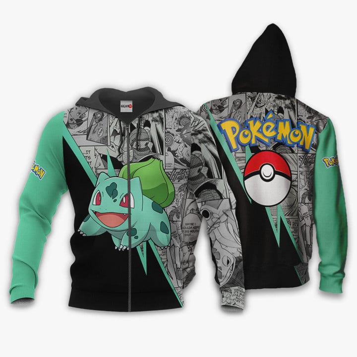 Pokemon Bulbasaur Anime Mix Manga Zip Up Hoodie