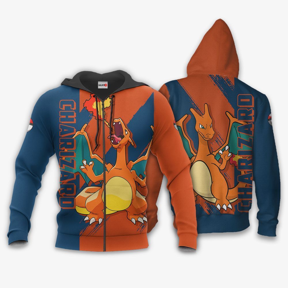 Pokemon Charizard Anime Zip Hoodie Jacket For Men And Women