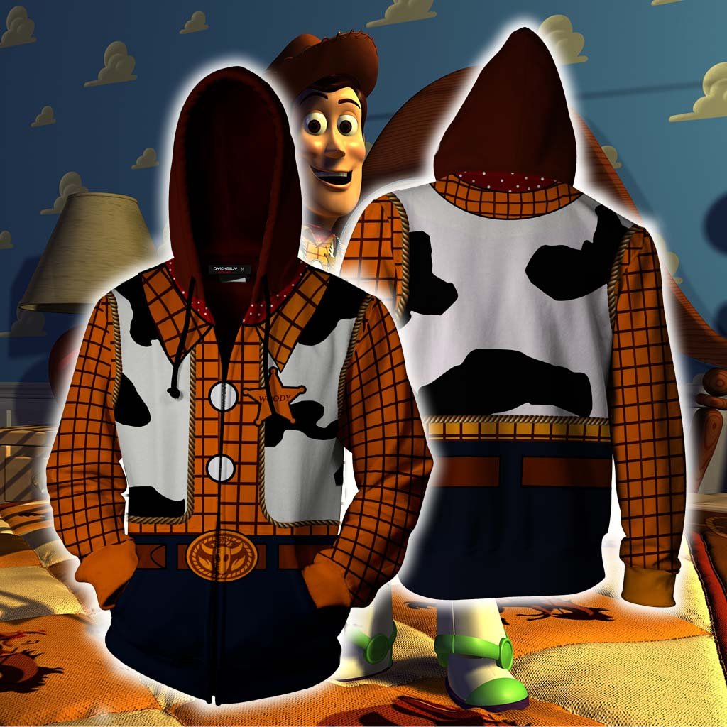 Toy Story Sheriff Woody Cosplay Zip Up Hoodie Jacket