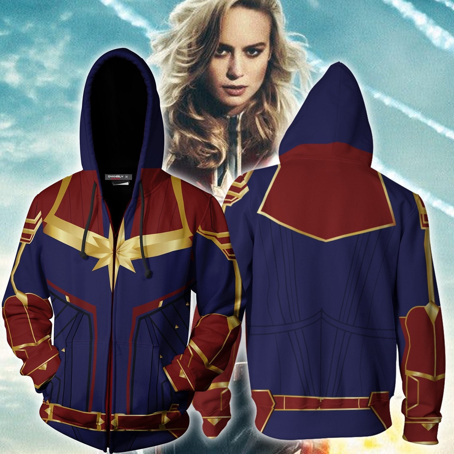 Captain Marvel Cosplay New Look Zip Up Hoodie Jacket For Men Women