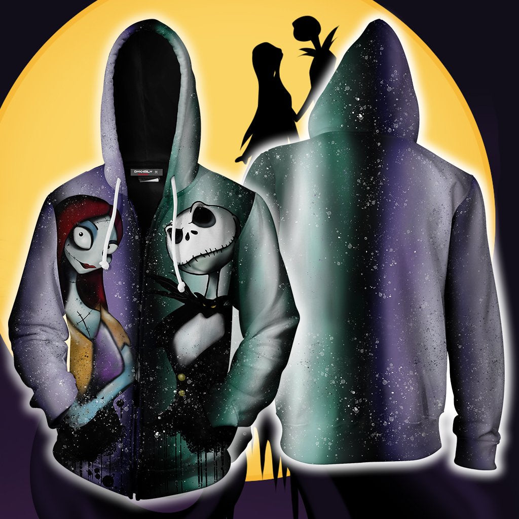 The Nightmare Before Christmas Jack & Sally Zip Up Hoodie