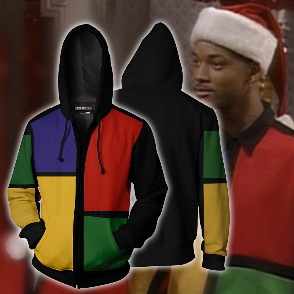 The Fresh Prince Of Bel-Air Deck The Halls Will Smith Cosplay Zip Up Hoodie Jacket
