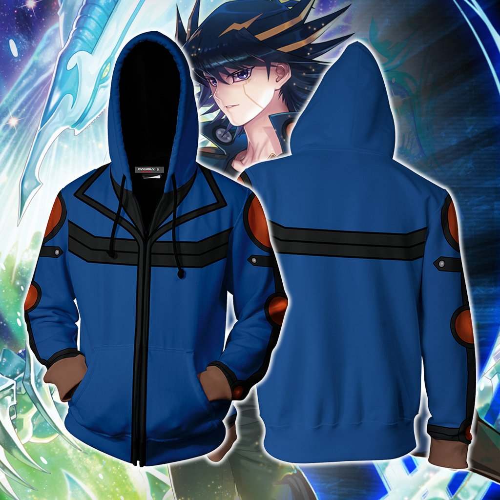 Yu-Gi-Oh Fudo Yusei Cosplay New Look Zip Up Hoodie Jacket For Men Women