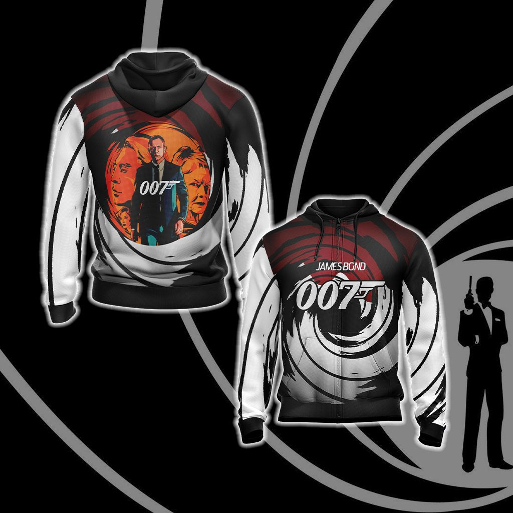James Bond 007 Unisex Zip Hoodie Jacket For Men And Women