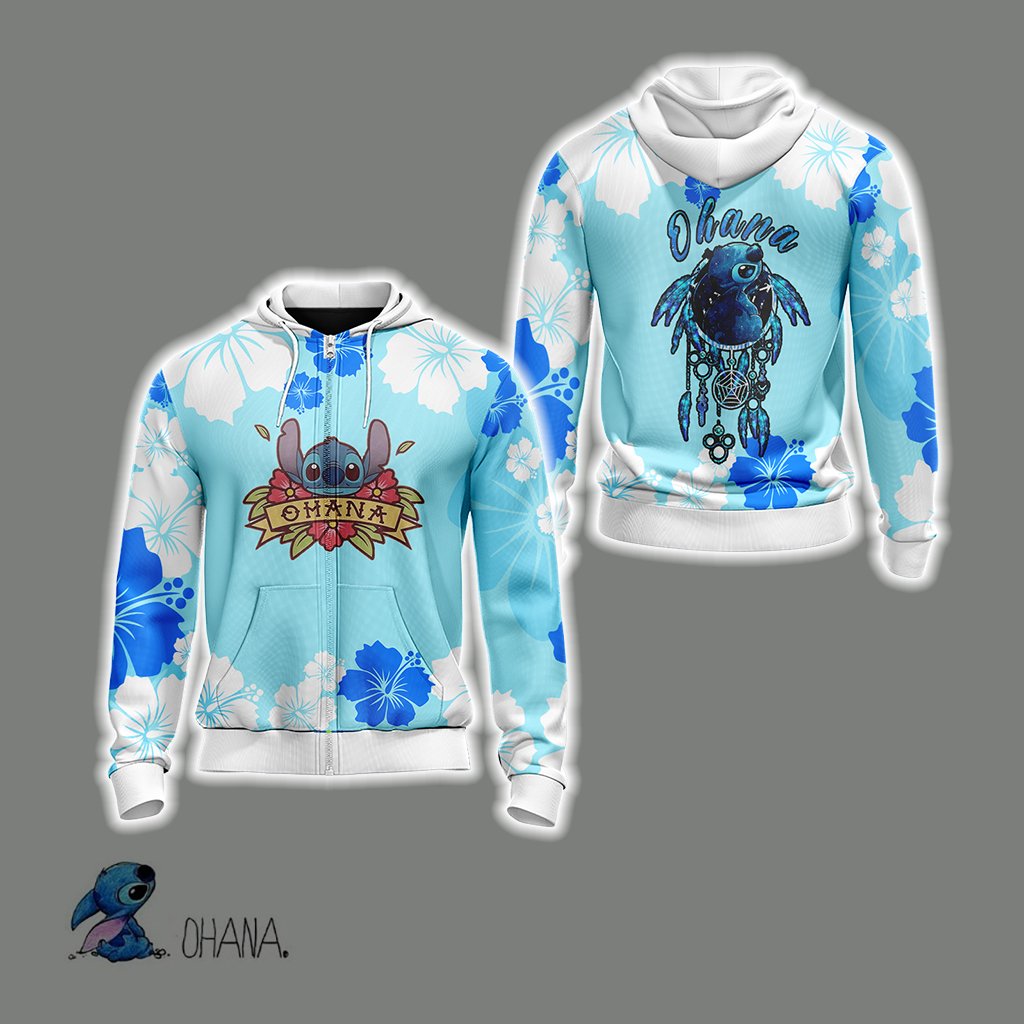 Ohana Stitch Unisex Zip Hoodie Jacket For Men And Women