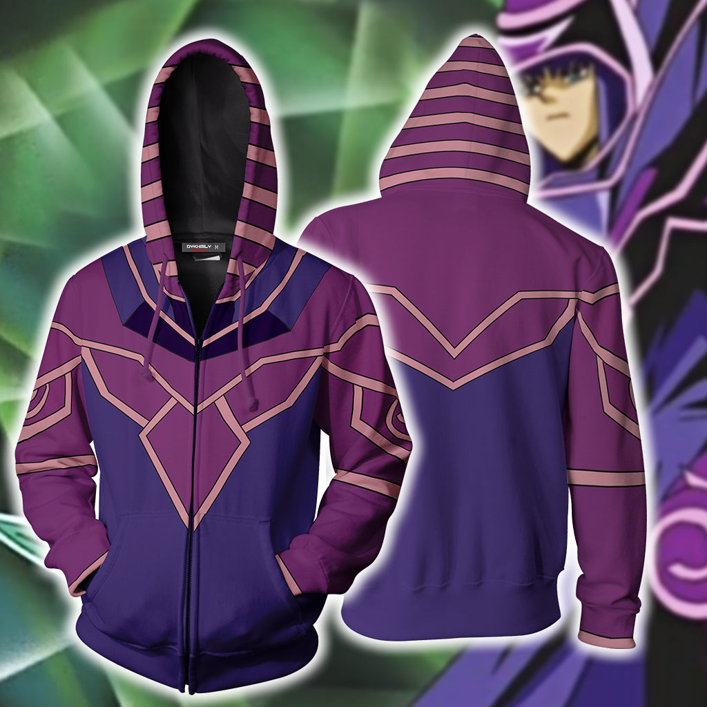 Yu-Gi-Oh Dark Magician Male Cosplay Zip Up Hoodie Jacket