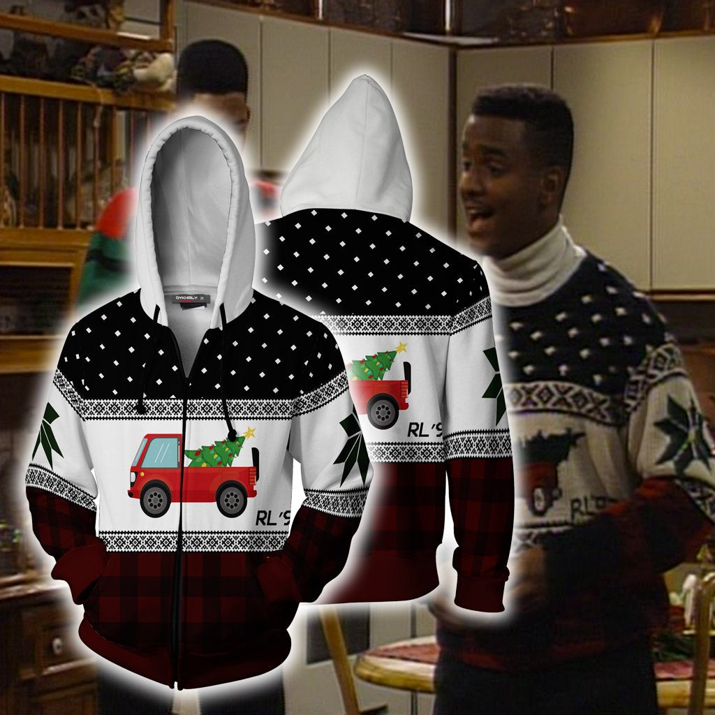 "The Fresh Prince Of Bel-Air" Christmas Show Carlton Banks Cosplay Zip Up Hoodie Jacket