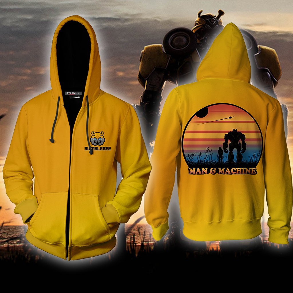 Bumblebee Man And Machine Zip Hoodie Jacket For Men And Women