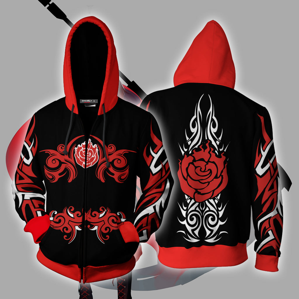 Rwby Ruby Rose Symbol Zip Hoodie Jacket For Men And Women