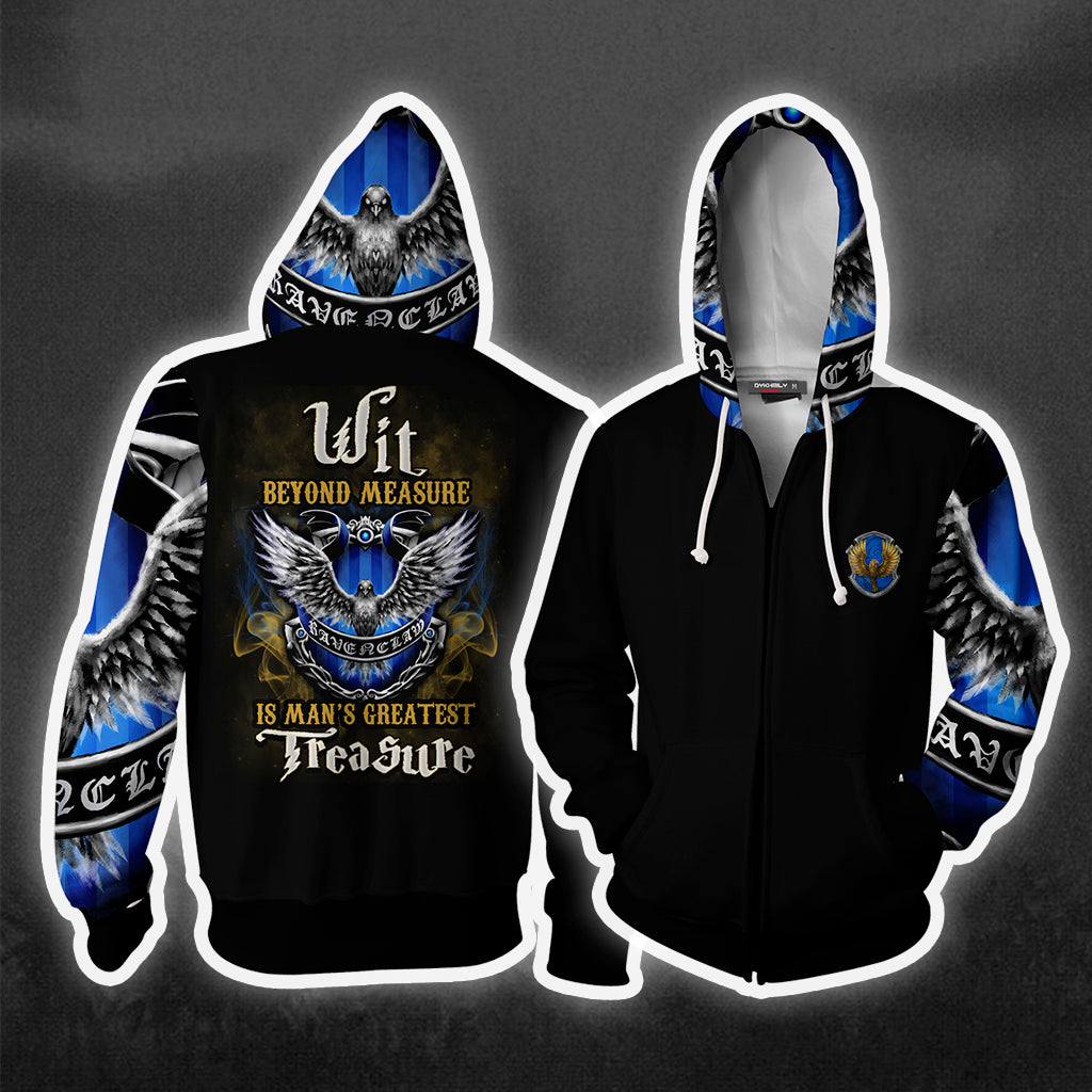 Wit Beyond Measure Is Man'S Greatest Treasure Ravenclaw Harry Potter Zip Up Hoodie