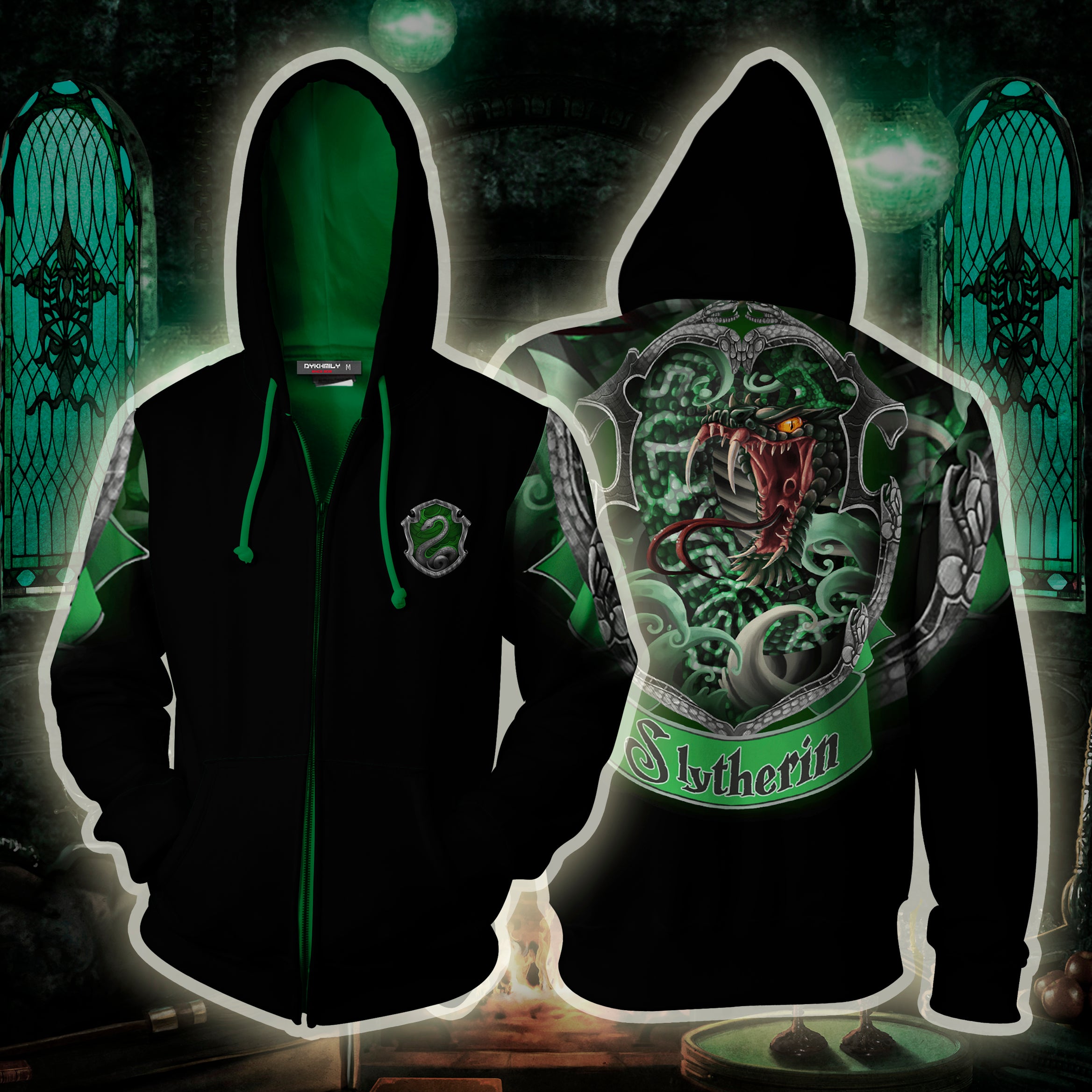 Slytherin Hogwarts Harry Potter Zip Up Hoodie