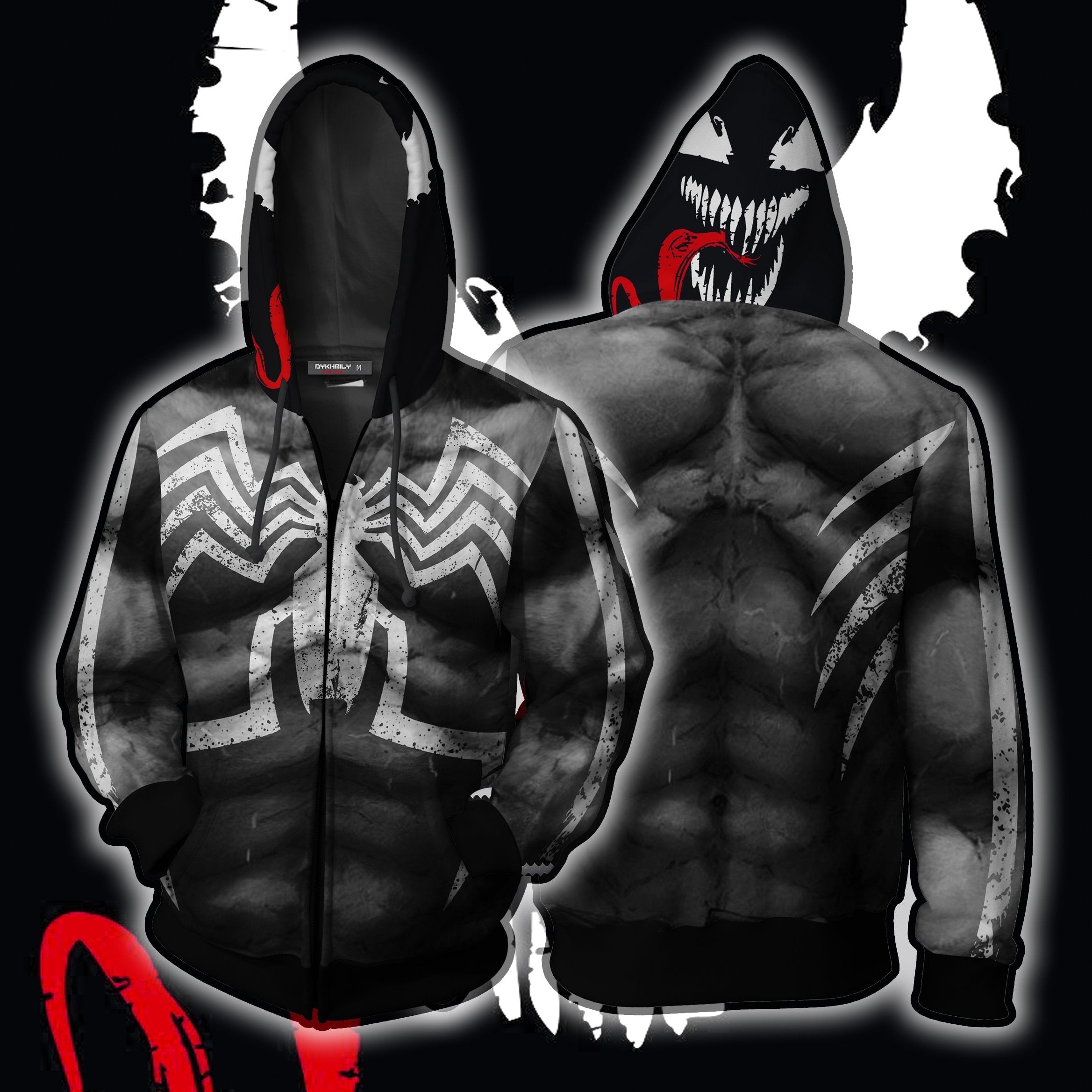Venom Marvel Fan Zip Hoodie Jacket For Men And Women