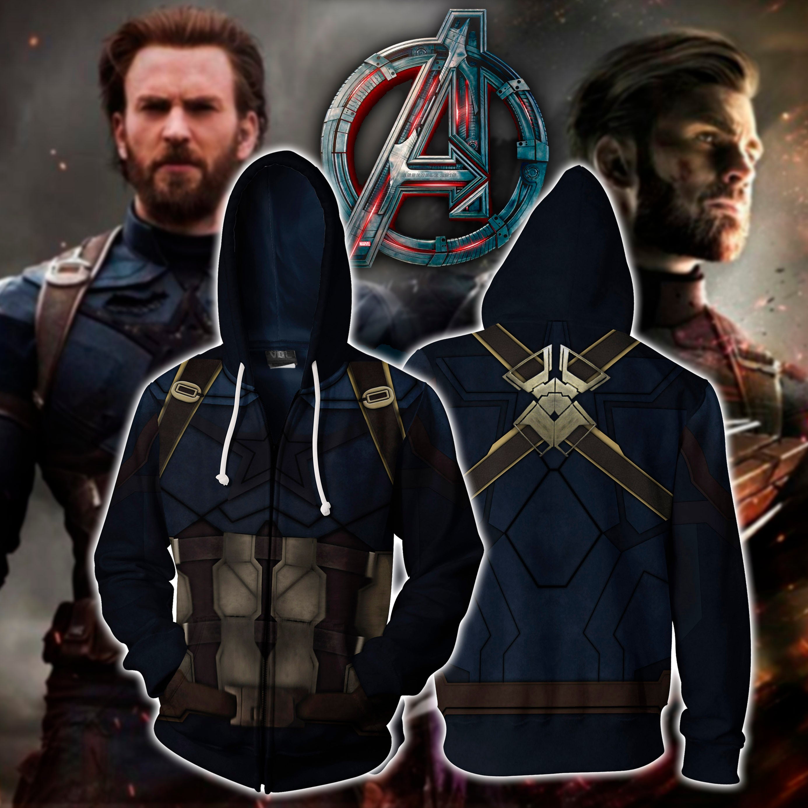 Captain America Cosplay Zip Up Hoodie Jacket For Men Women Jacket