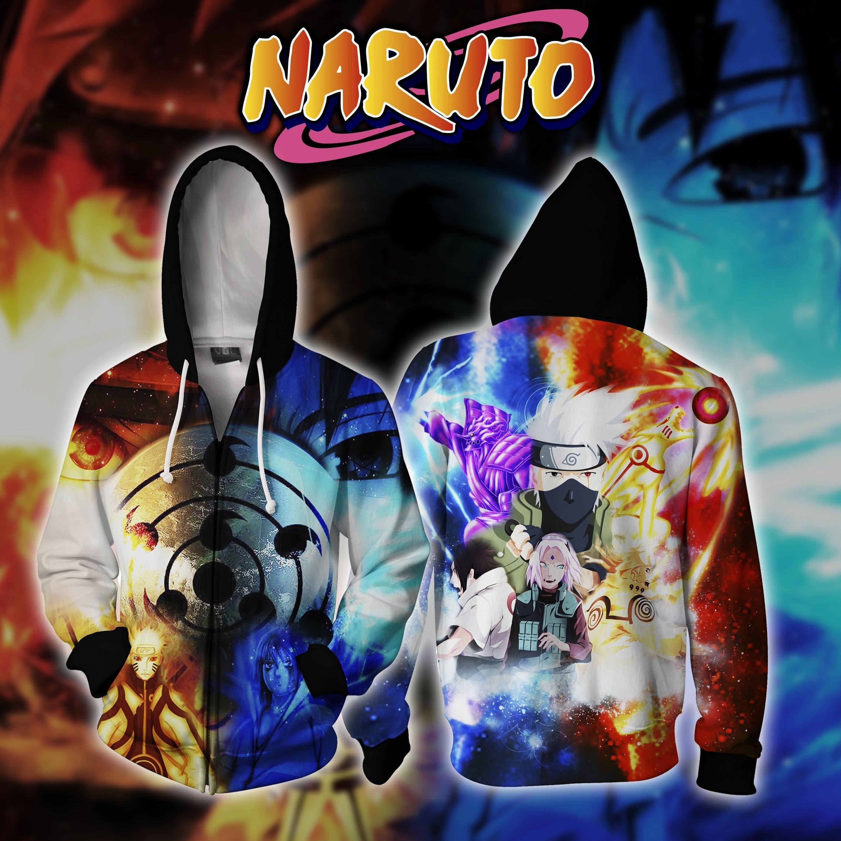 Naruto And Sasuke Zip Hoodie Jacket For Men And Women Jacket