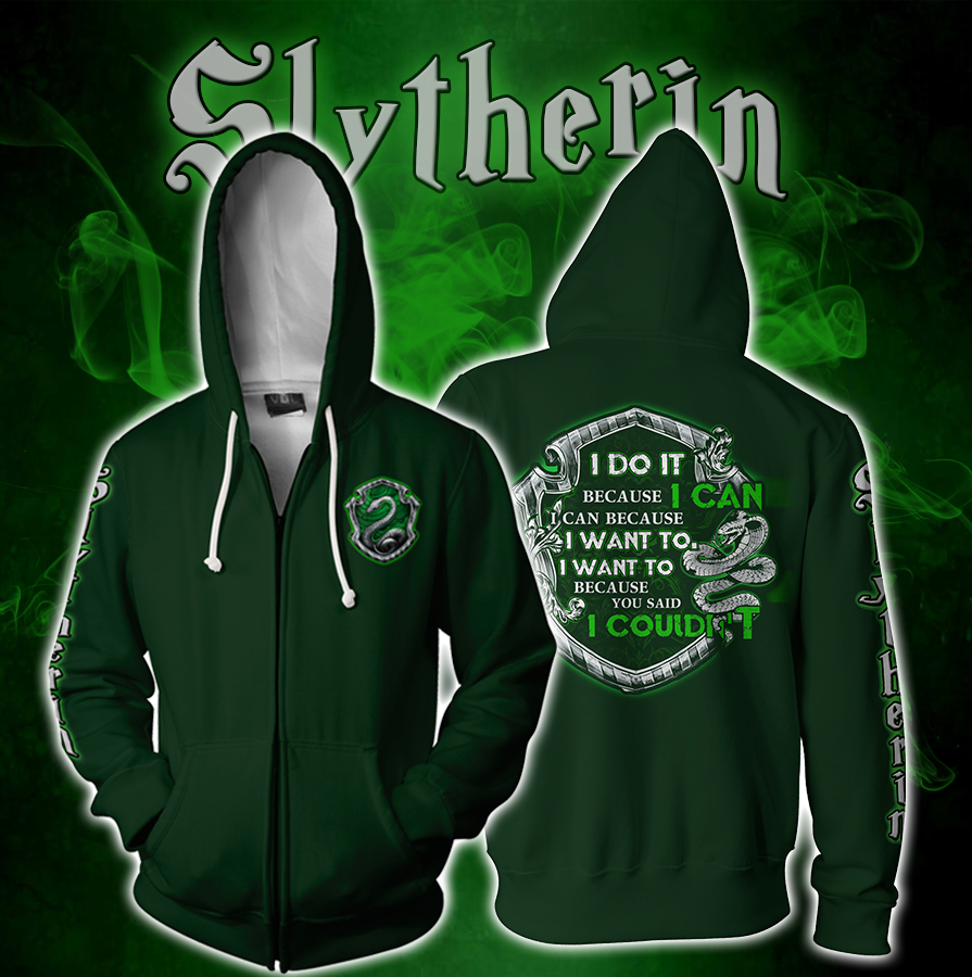 Slytherin Harry Potter Zip Hoodie Jacket For Men And Women