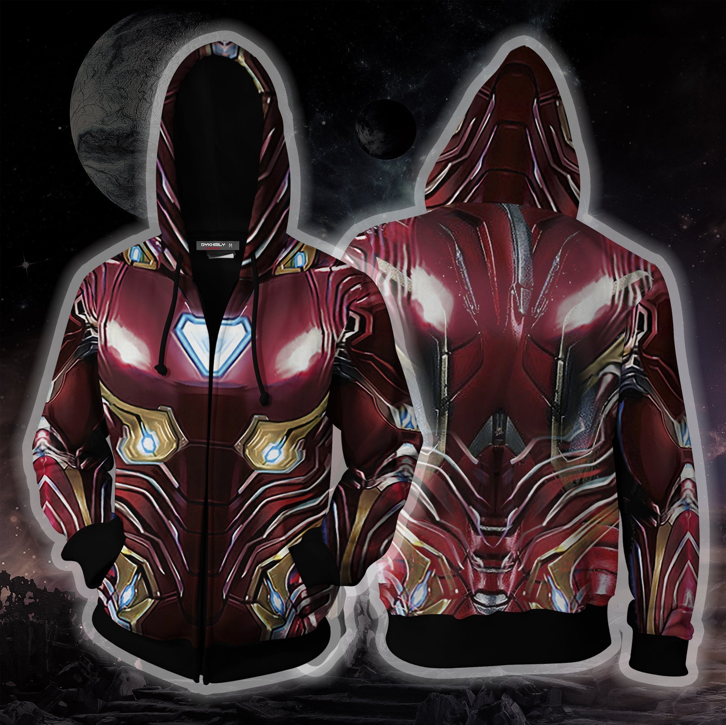 Iron Man Tony Stark Cosplay 3D Zip Up Hoodie