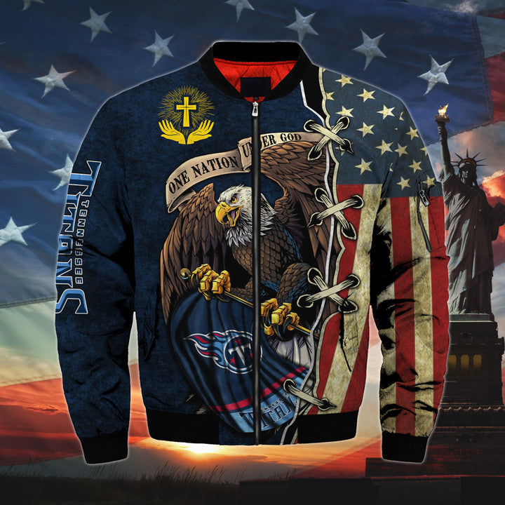 Men's One Nation Under God Tennessee Titans Bomber Jackets