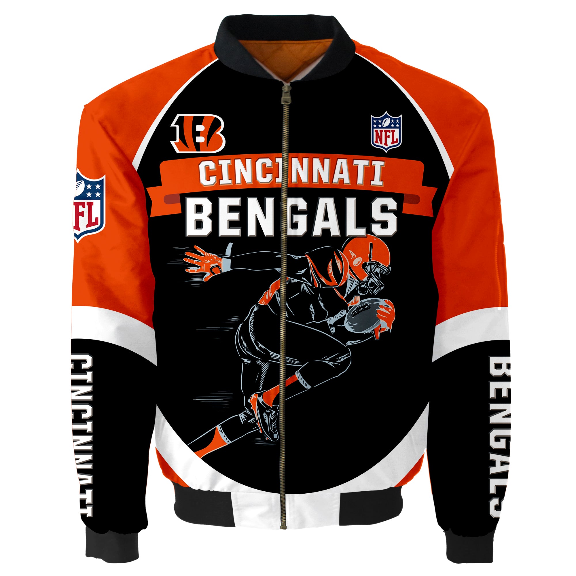 Cincinnati Bengals Bomber Jacket Graphic Player Running