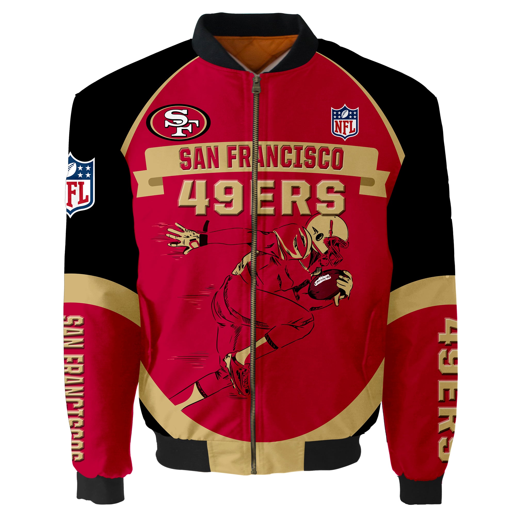 San Francisco 49Ers Bomber Jacket Graphic Player Running