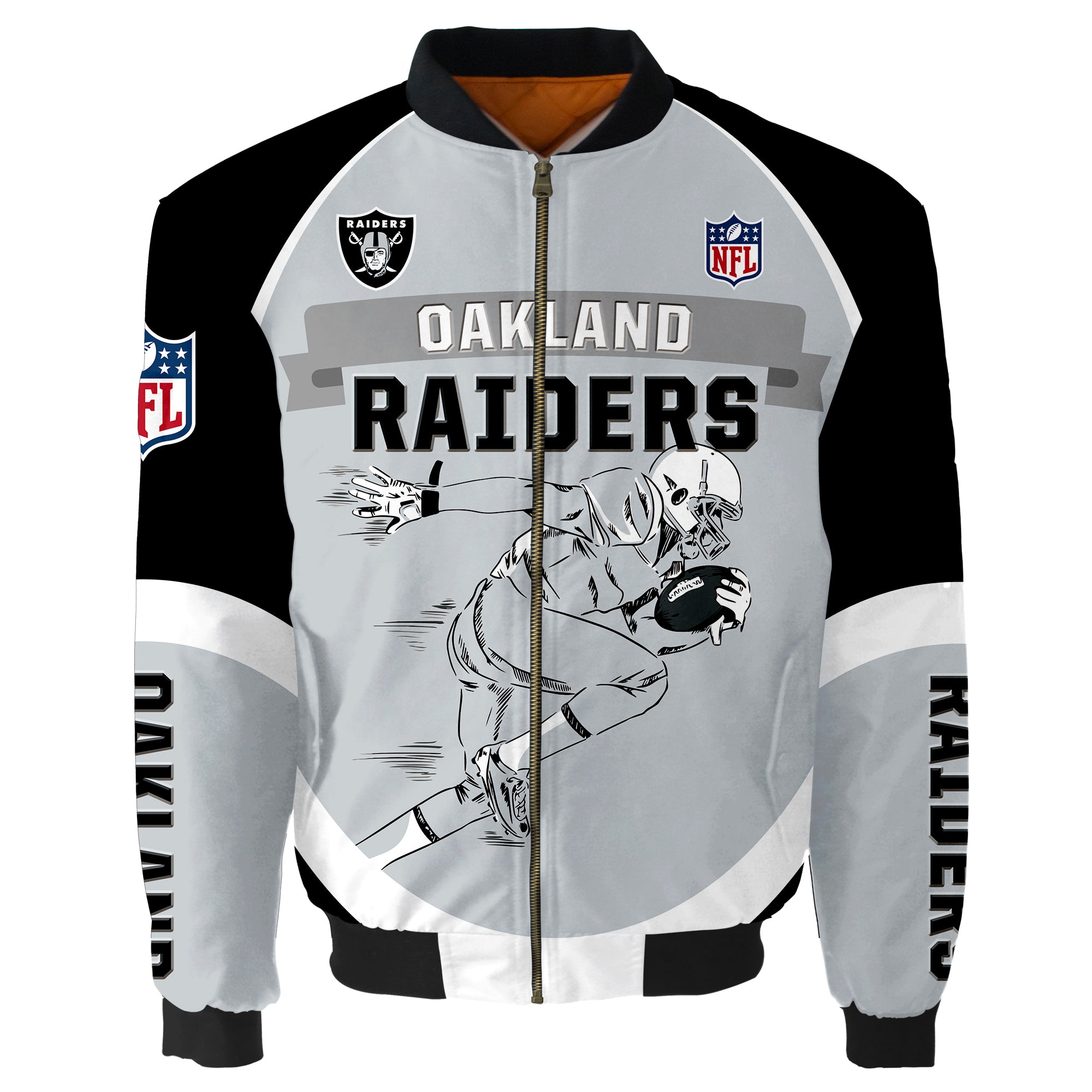 Oakland Raiders Bomber Jacket Graphic Player Running