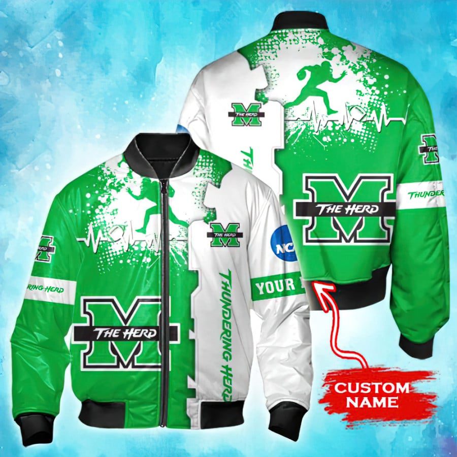 Ncaa Marshall Thundering Herd Tide Custom Name Bomber Jacket