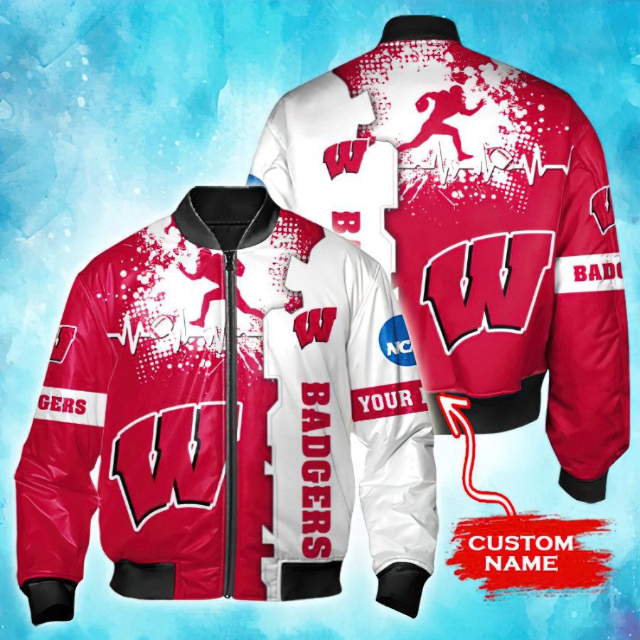 Ncaa Wisconsin Badgers Custom Name Bomber Jacket