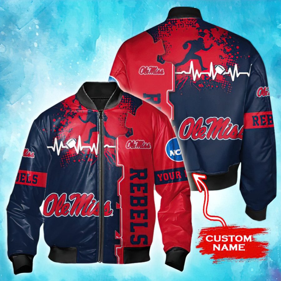 Ncaa Ole Miss Rebels Tide Custom Name Bomber Jacket